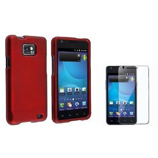 Red Hard Rubber Coated Case for Samsung Galaxy S II AT&T i777 with Free Screen Protector Cell Phones & Accessories