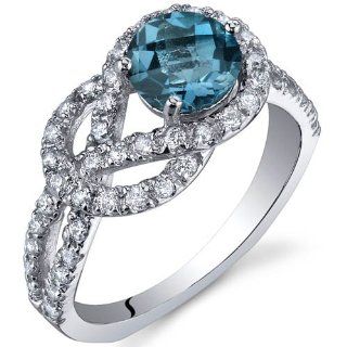 Gracefully Exquisite 1.00 Carats London Blue Topaz Ring in Sterling Silver Rhodium Nickel Finish Size 5 to 9 Jewelry