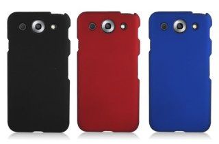 LG E980 Optimus G Pro [AT&T] Accessory Bundle Combo   3 x Rubberized Snap on Hard Shell Cases (Black+Red+Blue) Cell Phones & Accessories