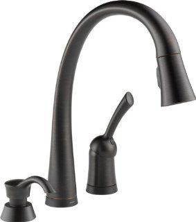 Delta 980T RBSD DST Pilar Single Handle Pull Down Kitchen Faucet with Touch2O Technology and Soap Dispenser, Venetian Bronze   Touch On Kitchen Sink Faucets  
