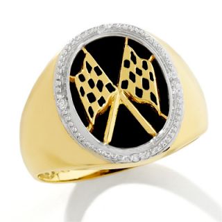 Mens Onyx Fashion Ring in 10K Gold With Diamond Accents   Zales