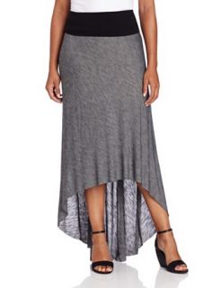 Fresh Laundry Women's Plus Size Stripe Hi Lo Maxi Skirt, Black, 1X