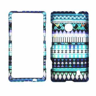 2D Blue tribal Nokia Lumia 521 Case Cover Hard Case Snap on Cases Rubberized Touch Protector Faceplates Cell Phones & Accessories
