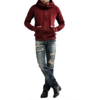 Men Thumbhole Long Sleeve Hooded Zip up Sweatshirt Burgundy M at  Mens Clothing store Fashion Hoodies