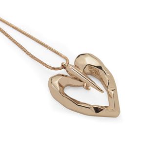 Kardashian Kollection KK Retro Geo Heart Pendant Necklace   Gold      Clothing