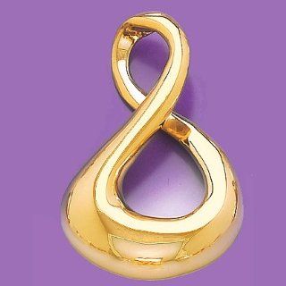 Gold Fashion Slide Charm Pendant Vertical Figure Eight Slide High Polish Million Charms Jewelry
