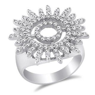 Big Circle Ring Sunshine Fashion Cocktail CZ Sterling Silver (0.45 CT), Size 9 Jewel Tie Jewelry