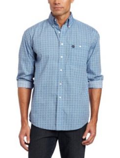 Wrangler Men's George Strait Collection Embroidered Button Down Shirt, Blue/White, Small at  Mens Clothing store