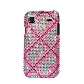 Aimo SAMT959VPCDI073 Dazzling Diamond Bling Case for Samsung Vibrant /Galaxy S 4G   Retail Packaging   Plaid White Pink Cell Phones & Accessories