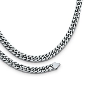 Mens Stainless Steel 9.0mm Curb Chain Necklace and Bracelet Set