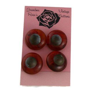 Grandma Rose's Vintage Buttons 4 Faux Tortoiseshell Lucite Bronze Center Buttons 7/8 Inch