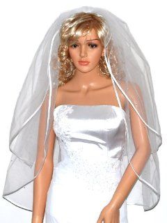 2T 2 Tier 1/4" Ribbon Edge Petite Fingertip Length Pearl Bridal Wedding Veil VA9A3  Decorative Hair Combs  Beauty