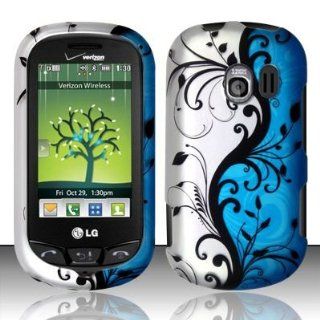 Rubberized Design Cover   Blue Vines For LG Extrovert VN271 (Verizon) Rubberized Design Cover   Blue Vines Cell Phones & Accessories