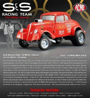 1933 Willys Gasser S & S Racing Team K S Pittman Only 1250 Produced 1/18 by Acme A1800901 Toys & Games