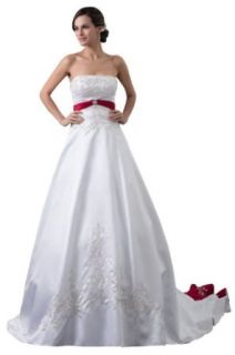Golden Bridals Women's Strapless Princess Lace Wedding Dress  M White