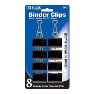BAZIC Medium Black Binder Clips 1 1/4" 12 Packs of 8 