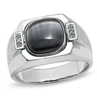 Cats Eye Ring in Sterling Silver with Diamond Accents   10.5   Zales