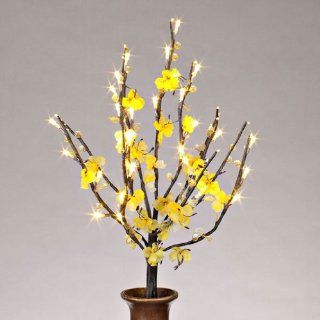 Gerson 37882   20" Yellow Acrylic Flower Battery Operated LED Lighted Branch with Timer (30 Warm White Lights)