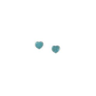 Boma Tiny Turquoise & Sterling Silver Heart Post Earrings Boma Sterling Silver Studs Jewelry