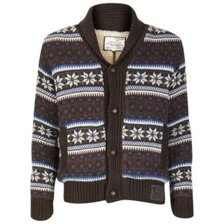 Brave Soul Mens Barker Button Through Cardigan   Brown Combo      Mens Clothing