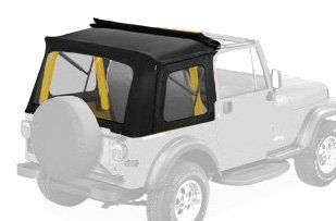 Bestop 51698 15 Black Denim Sunrider(TM) Complete Replacement Soft Top with Clear windows  No doors included  1976 1995 Jeep CJ7 and Wrangler Automotive