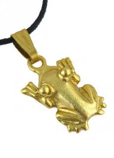 Pre Columbian Costa Rica 24k Gold Plated Mini Frog with Striped Fingers Pendant   Charm Jewelry