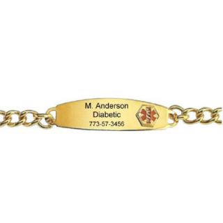 Mens Personalized Medical Alert Bracelet in Gold Ion Plated Stainless