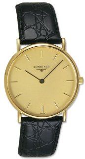 Longines Prestige 18kt Gold Mens Swiss Strap Watch Gold Dial 18k L7.989.6.32.2 Watches
