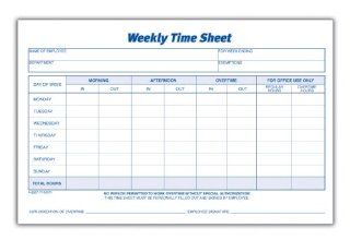 Adams Time Sheet, 9 x 5.5 Inch, Weekly Format, 2 Part, Carbonless, 100 Pack, White, Canary (NC9507)  Blank Timecards 