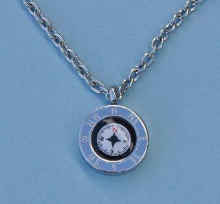 Cardinal Points Compass Pendant with Chain Jewelry