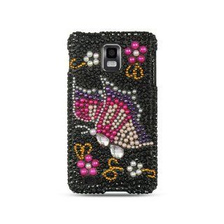 Black Purple Butterfly Bling Gem Jeweled Crystal Cover Case for Samsung Infuse 4G SGH I997 Cell Phones & Accessories