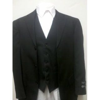 New Men's 3 Piece Black 100% Wool Dress Suit   Includes Jacket, Pants, and Vest at  Men�s Clothing store