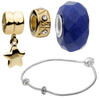 Amadora Sterling Silver Bracelet & Three Charm Set      Womens Accessories