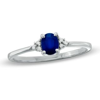 Oval Sapphire and Diamond Accent Ring in 10K White Gold   Zales