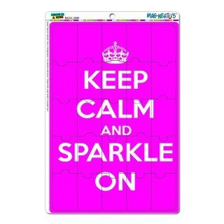 Graphics and More Keep Calm and Sparkle on Hot Pink Mag Neato's Novelty Gift Locker Refrigerator Vinyl Puzzle Magnet Set  