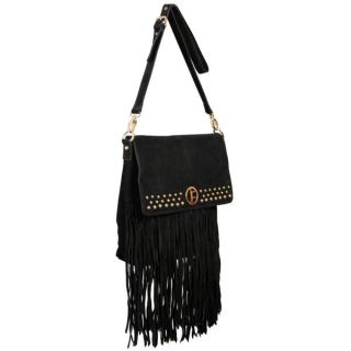 Jack French Womens The Carnaby Suede Shoulder Bag   Black      Womens Accessories