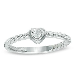 Diamond Accent Solitaire Heart Ring in Sterling Silver   Zales