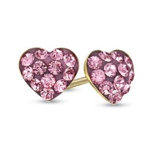 Childs Rose Swarovski® Crystal Heart Earrings in 14K Gold   Zales