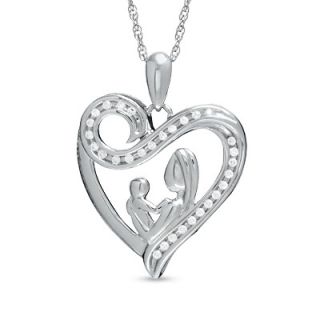 10 CT. T.W. Diamond Motherly Love Swirl Heart Pendant in Sterling
