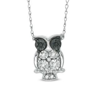 and White Diamond Accent Owl Pendant in Sterling Silver   17   Zales