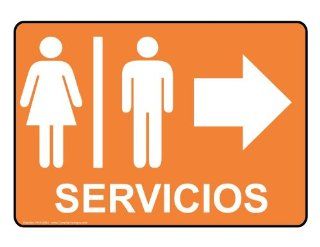 Restrooms White on Orange Spanish Sign RRS 6982 WHTonORNG Restrooms  Business And Store Signs 