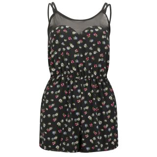 AX Paris Womens Floral Sweetheart Playsuit   Black      Womens Clothing