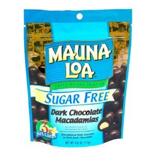 Mauna Loa Macadamias, Sugar Free Dark Chocolate, 4 Ounce Bags (Pack of 6)  Chocolate Candy  Grocery & Gourmet Food