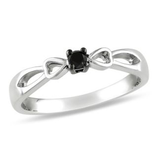 10 CT. Enhanced Black Diamond Solitaire Promise Ring in Sterling