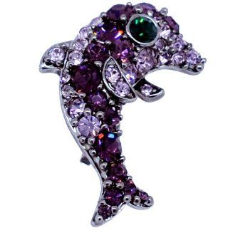 Amethyst Purple Dolphin pins Swarovski Crystal Brooch pin Fantasyard Jewelry