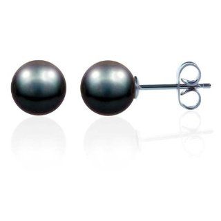 Tahitian Cultured Pearl Stud Earrings in 14K Gold (Round/Near Round) (14K Yellow, 8.0 9.0mm AAA) Jewelry