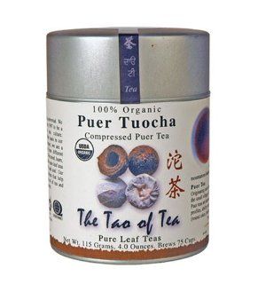 The Tao of Tea, Puer Tuocha Pu er Tea, 4 Ounce Tins (Pack of 3)  Black Teas  Grocery & Gourmet Food