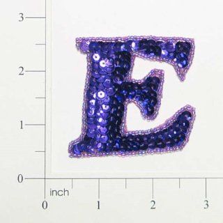 Letter E Sequin Applique   Purple
