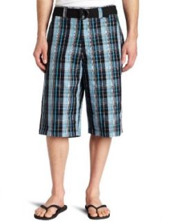 Southpole Men's Belted Plaid Shorts, Red, 38 at  Mens Clothing store