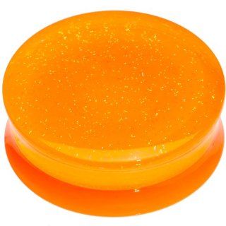 30mm Orange Neon Glitter Saddle Plug Body Piercing Plugs Jewelry